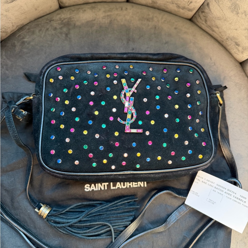 Yves Saint Laurent Rainbow Crystal Studded tassel crossbody Camera Bag - Picture 1 of 17